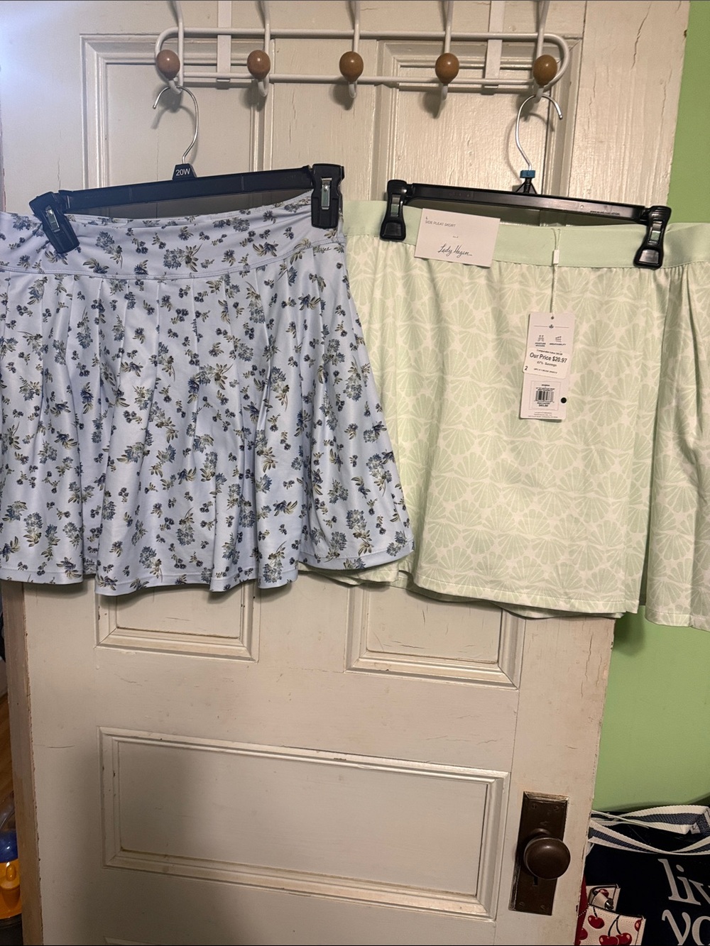 Light Blue Floral Mini Skirt - Unbranded